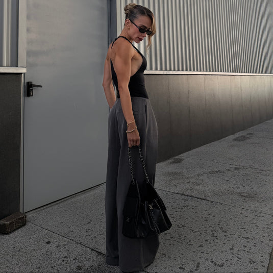 Lapel pants gris oscuro