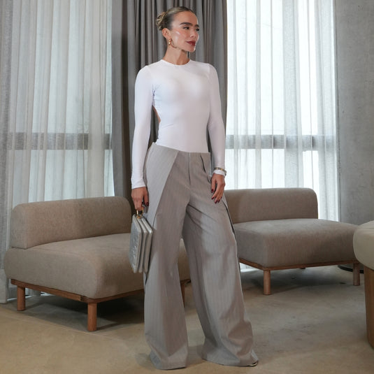 Lapel pants gris