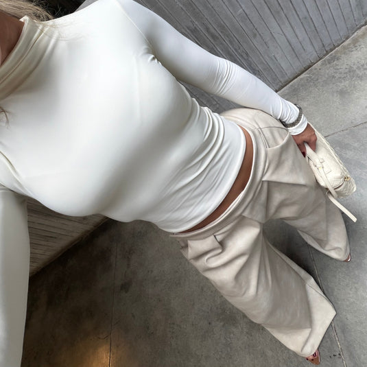 Nicety coated pants marfil