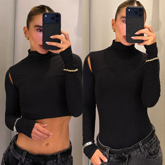 second skin bodysuit negro + base top