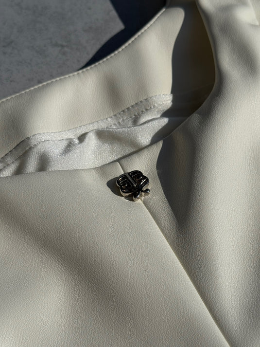 THE SHIFT LEATHER DRESS MARFIL