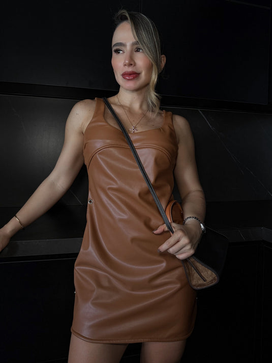 THE SHIFT LEATHER DRESS MIEL