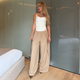 Lapel pants café claro