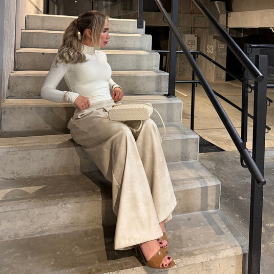 Nicety coated pants marfil