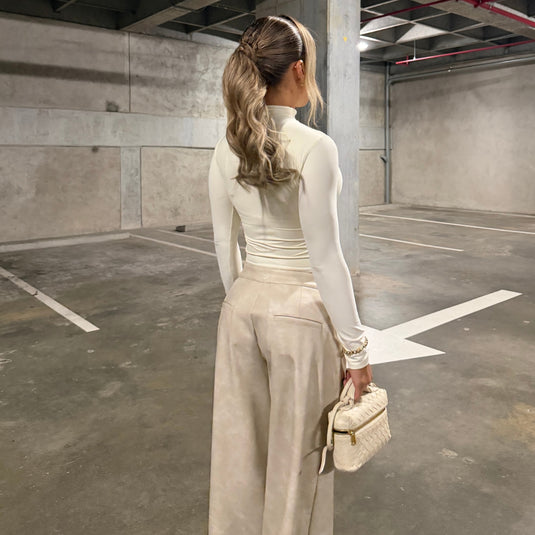 Nicety coated pants marfil