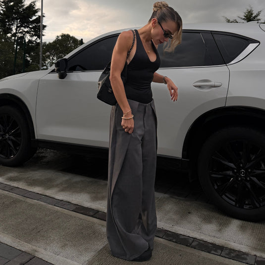 Lapel pants gris oscuro