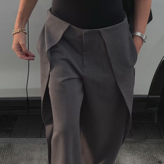 Lapel pants gris oscuro